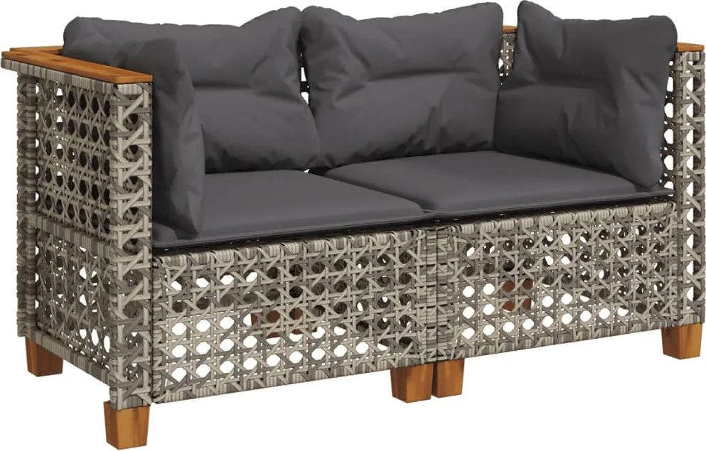 vidaXL Canapele de colț de grădină cu perne, 2 buc., gri, poliratan