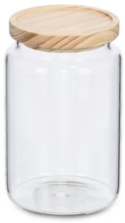 Recipient pentru depozitare cu capac etans, din sticla, Wood Round Tall Natural, 1270 ml, Ø11xH17,6 cm