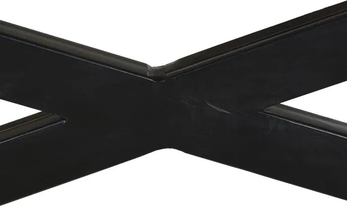 Măsuță de cafea pătrată din lemn și metal, natur și negru, cu 3 tăvi detașabile și bază în X, 55 x 120 x 120 cm, „Traywood” – Ethnic Collections