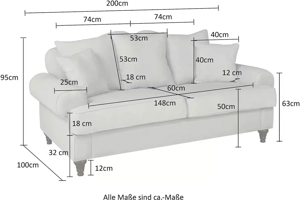 Canapea fixă ~Dubai~ 3 locuri, 200 cm lungime, culoare vernil-albăstrui, material țesătură fină