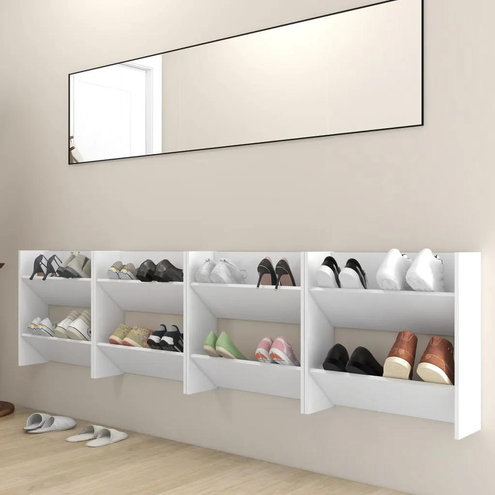 Pantofare de perete, 4 buc., alb, 60x18x60 cm PAL 4, 60 x 18 x 60 cm, 1, Alb, Alb