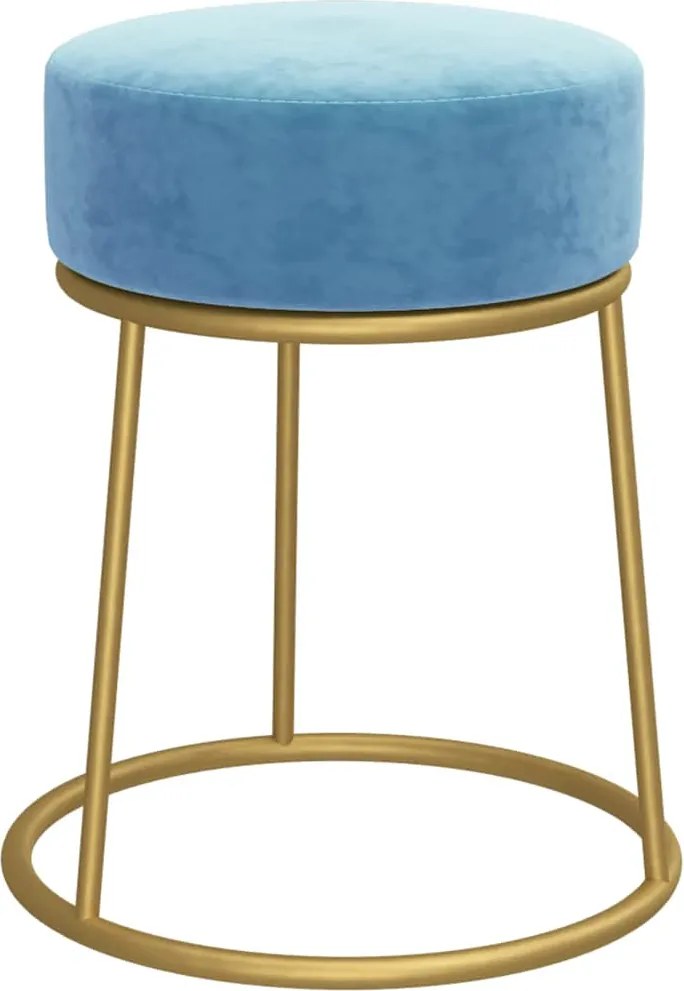vidaXL Taburet rotund, albastru deschis, catifea