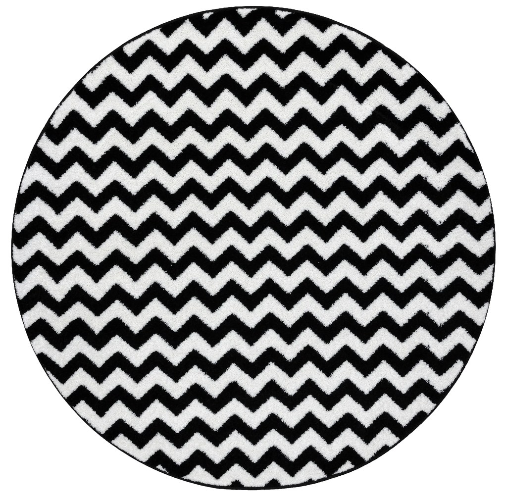 Covor Sketch rotund - F561 negru și alb - Zig Zag