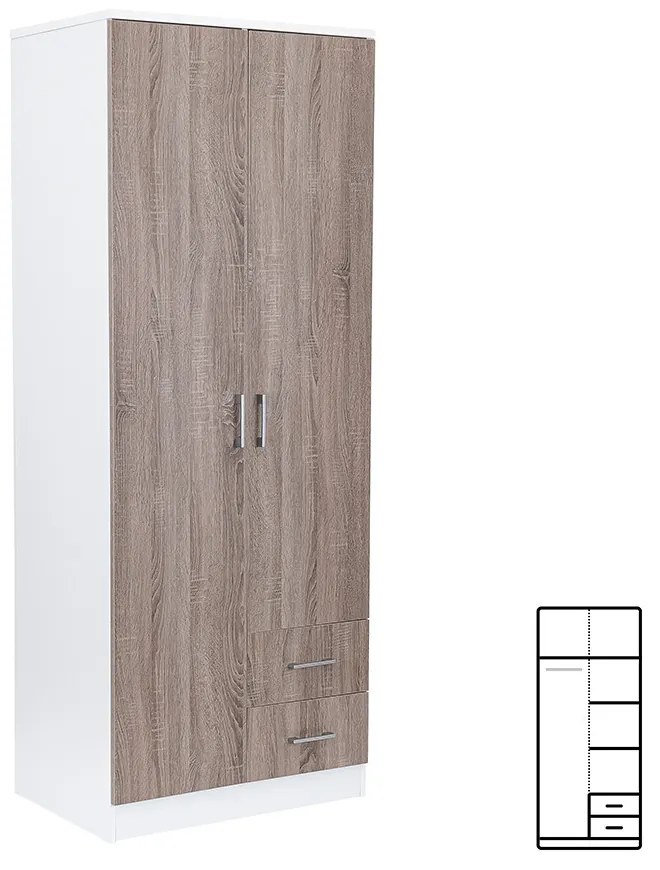 Dulap Miami 80x205 cm stejar York-alb