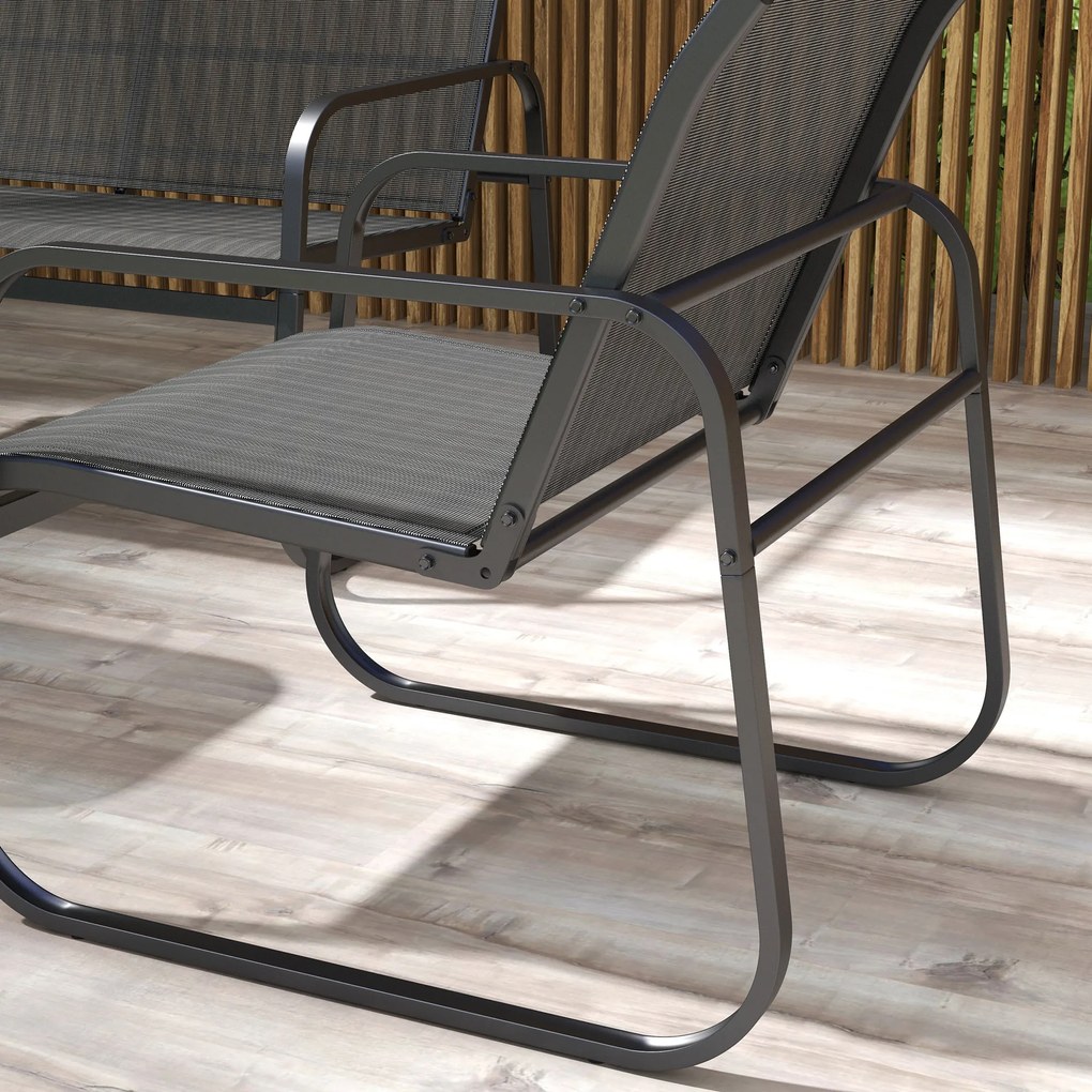 Outsunny Salon de grădină 4 piese cu 2 fotolii 1 canapea 2 locuri de exterior și masă de cafea blat sticlă securizată | Aosom Romania