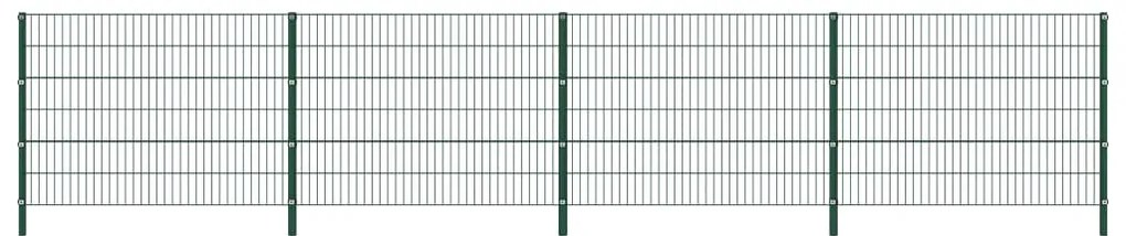 vidaXL Panou de gard cu stâlpi din fier, verde, 694,5x120 cm