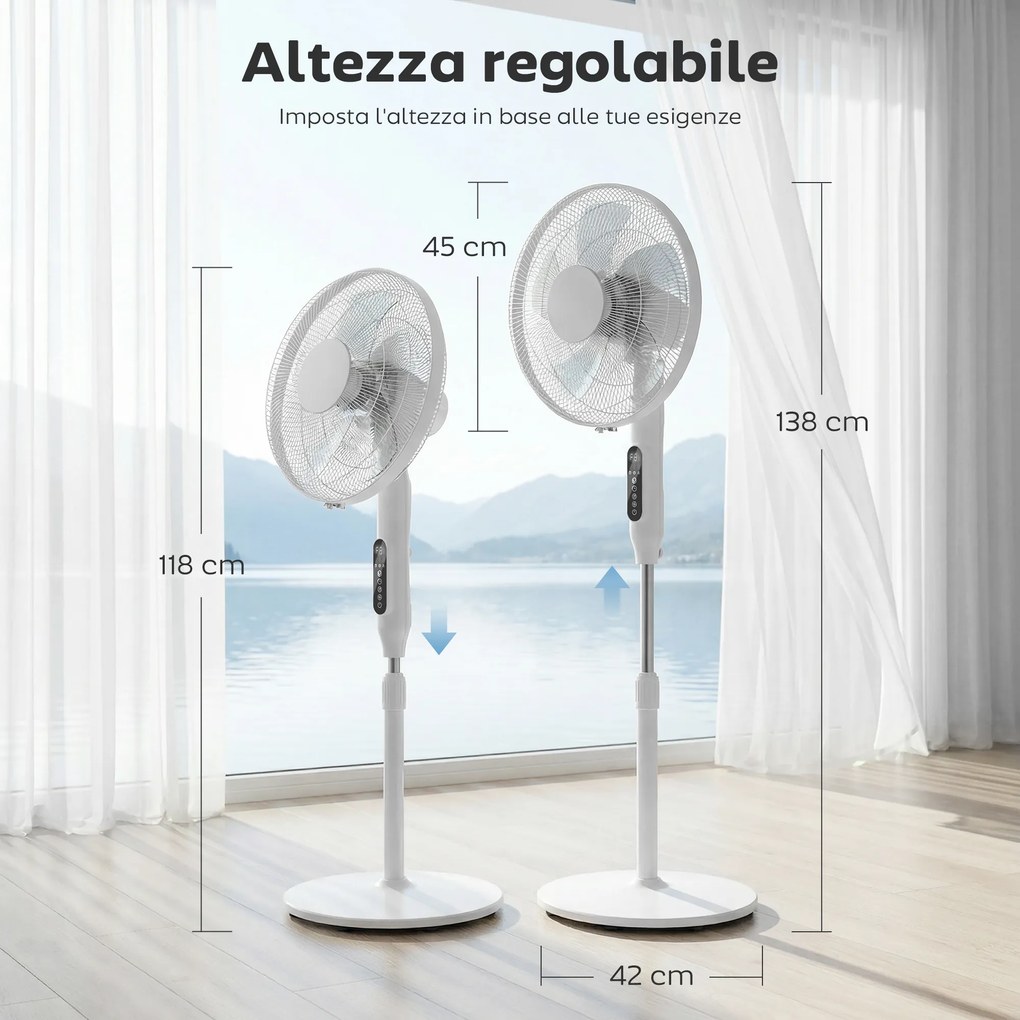 HOMCOM Ventilator de Podea cu Telecomandă, Ventilator Vertical, Alb | Aosom Romania