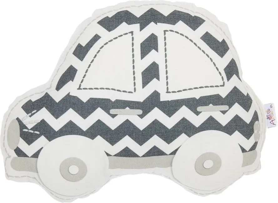 Pernă din amestec de bumbac pentru copii Apolena Pillow Toy Car, 32 x 25 cm, gri - alb