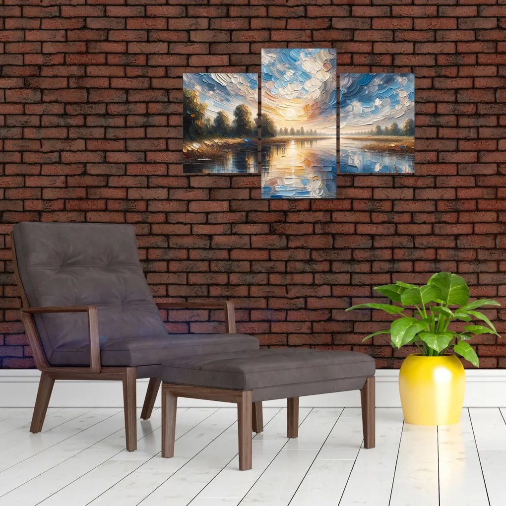 Tablou - Pictură cu soarele deasupra apei (90x60 cm)