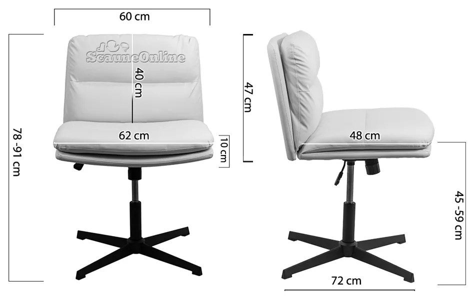 Scaun de relaxare crem REL 407 din piele ecologică cu balans și reglaj pe înălțime