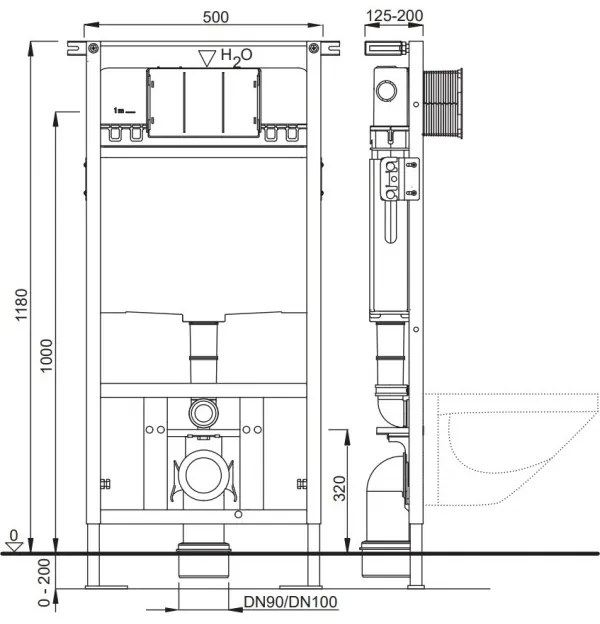 Rezervor WC incastrat cu cadru solid, Schwab Duplo WC 199, T02-2113-0250
