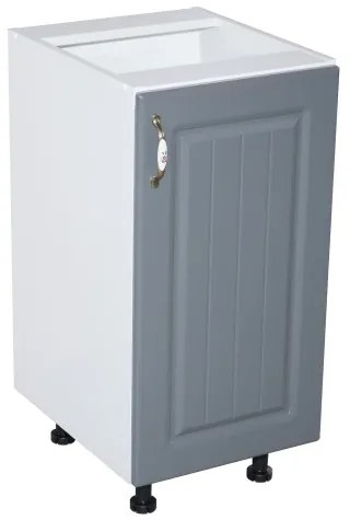 Corp inferior cu 1 usa Zebra, Alb/MDF GRI, fara blat, 40 x 82 x 50 cm