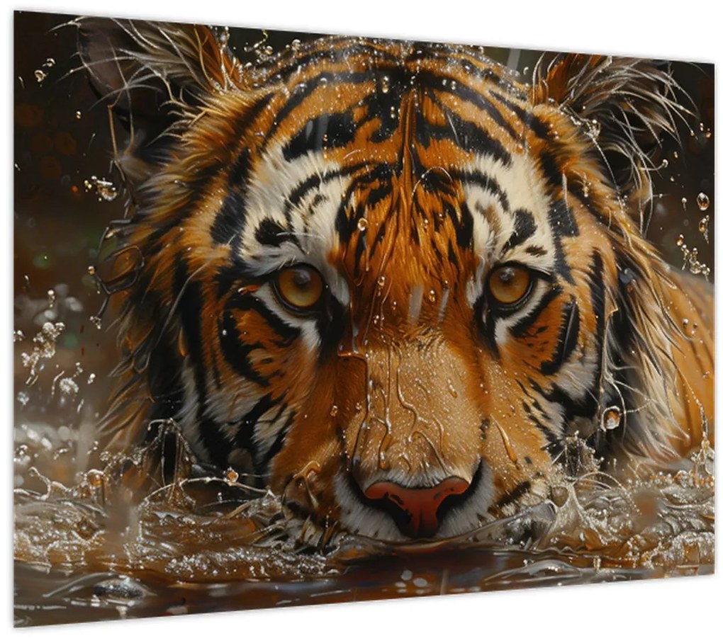 Tablou - Portret de tigru în apă (70x50 cm)