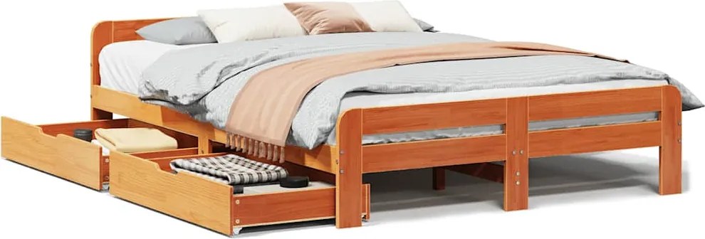 vidaXL Cadru de pat fără saltea, maro ceruit 150x200 cm lemn masiv pin
