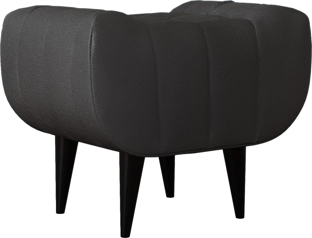 Taburet Tapitat Atlas, Negru,tapiterie mixta cu piele naturala, 60 x 40 x 47 cm