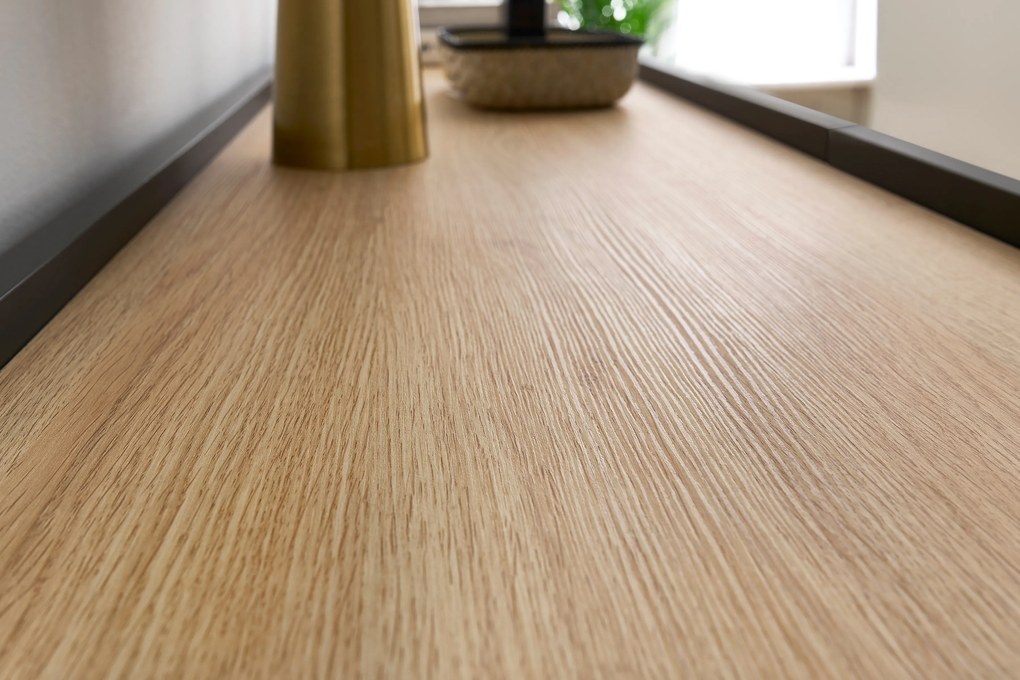 Comodă TV cu picioare metalice Desin 220 cm - negru mat / stejar nagano