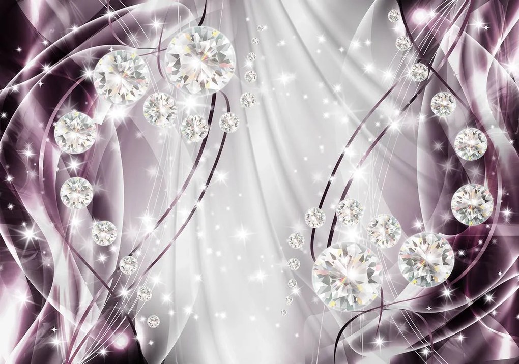 Fototapet - Abstract, diamante, argint și violet (152,5x104 cm)