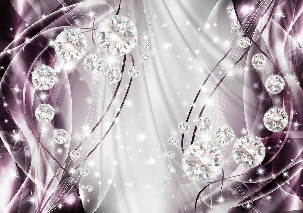 Fototapet - Abstract, diamante, argint și violet (254x184 cm), în 8 de alte dimensiuni noi