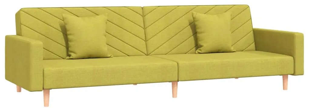 337611 vidaXL Canapea extensibilă cu 2 locuri, 2 perne, verde, textil