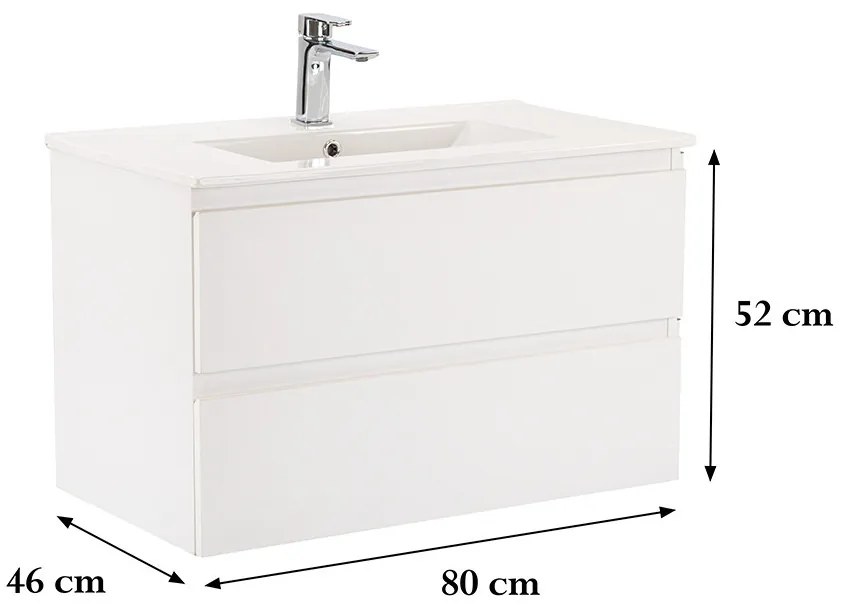 Dulap inferior Vario Forte 80 cu lavoar alb-alb