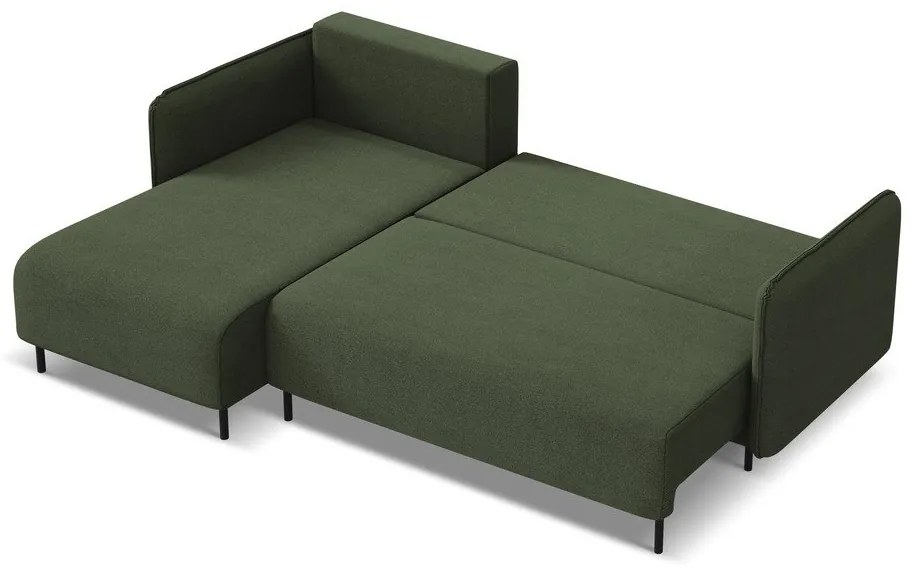 Colțar verde extensibil/cu spațiu de depozitare (cu colț pe partea stângă) Luana – Makamii