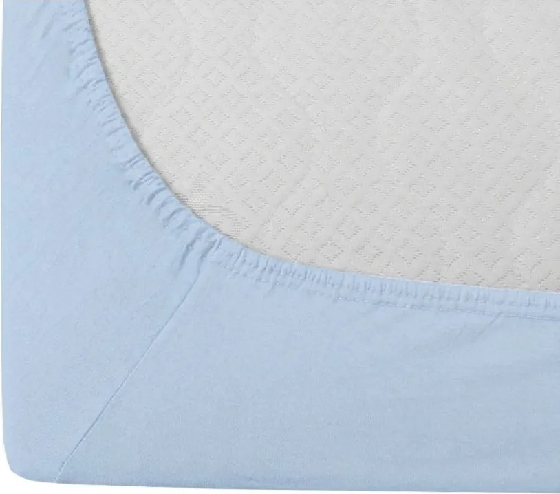 Cearsaf Jersey cu elastic 90x200 cm albastru deschis