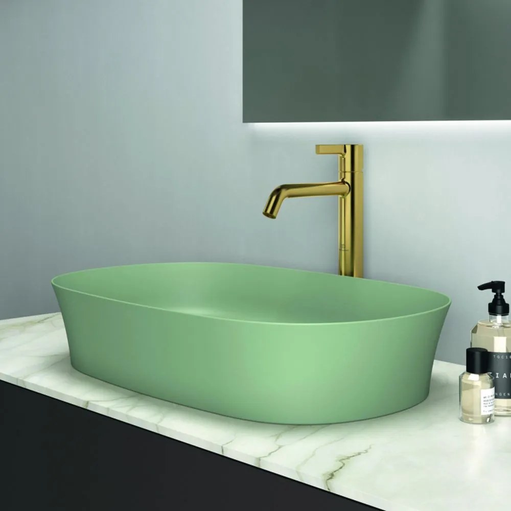 Lavoar pe blat verde lucios 60 cm, oval, fara preaplin, Ideal Standard Ipalyss Verde lucios