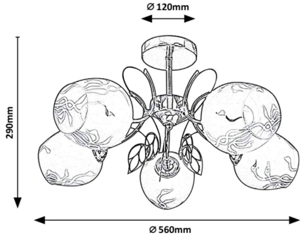Lustra cu 5 brate design clasic Fauna 5099 RX