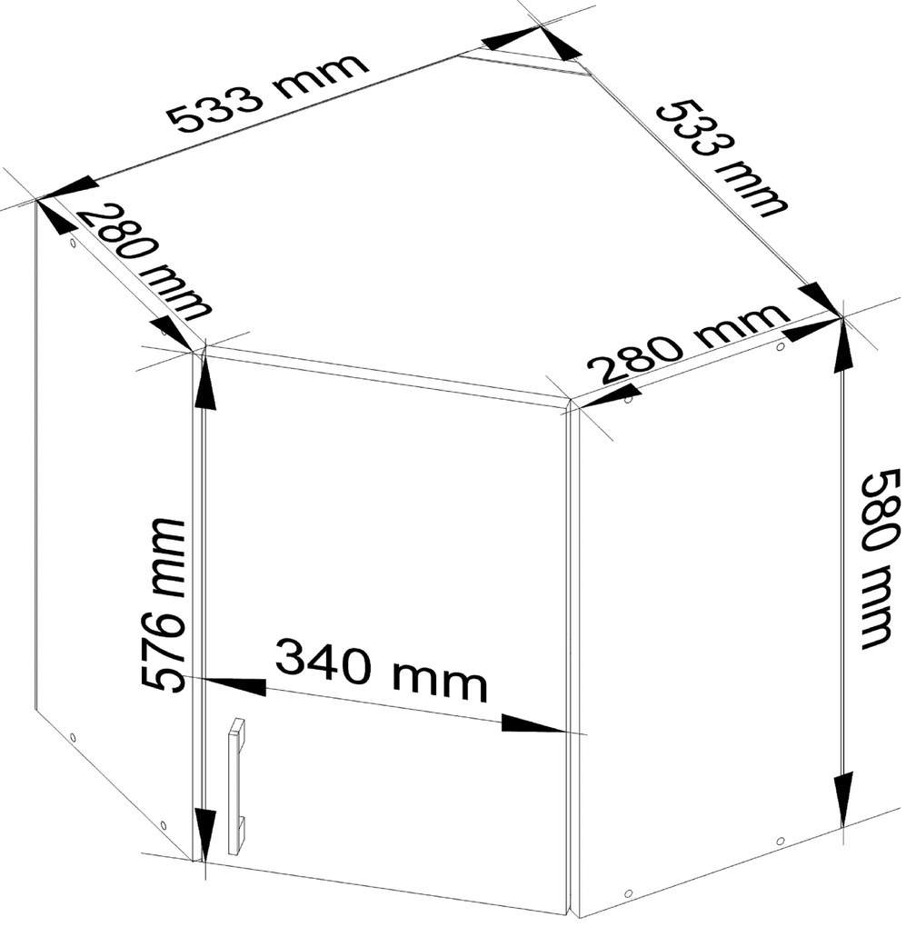 Dulap superior de bucătărie Lula w60n (Alb + stejar sonoma). 1068601