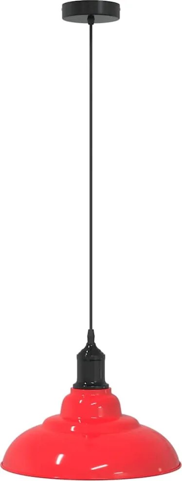 vidaXL Lampă suspendată reglabilă pe înălțime E27 roșu lucios metal