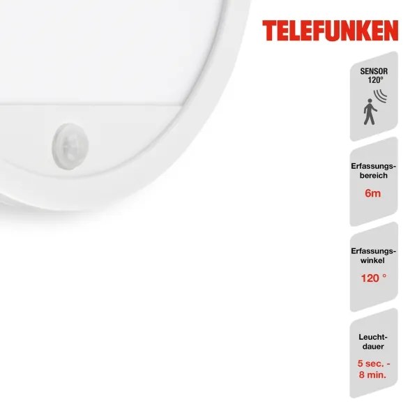 Aplică LED de exterior cu senzor Telefunken 313706TF LED/15W/230V IP44