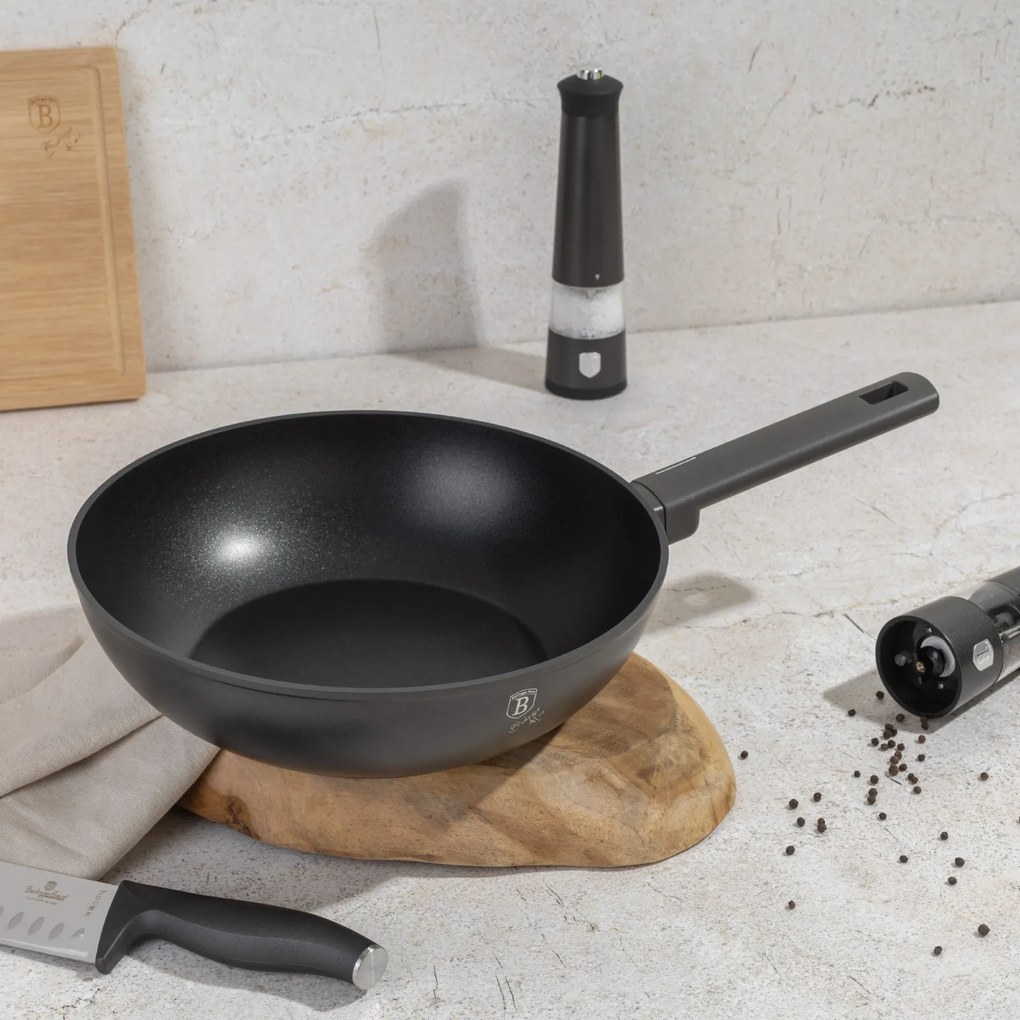 Tigaie wok cu capac 28 cm Anthracite  Berlinger Haus - BH 8123