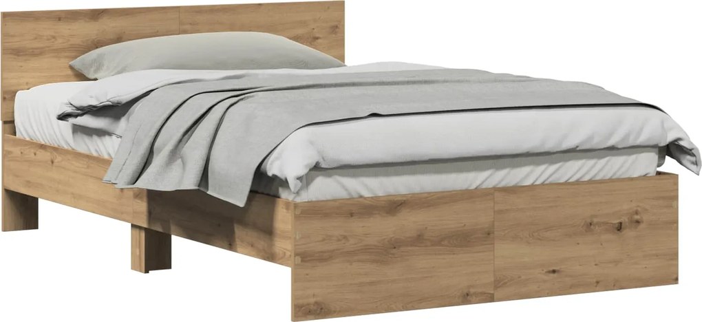vidaXL Cadru de pat Stejar Artizanal 193 x 125 x 70 cm Lemn compozit