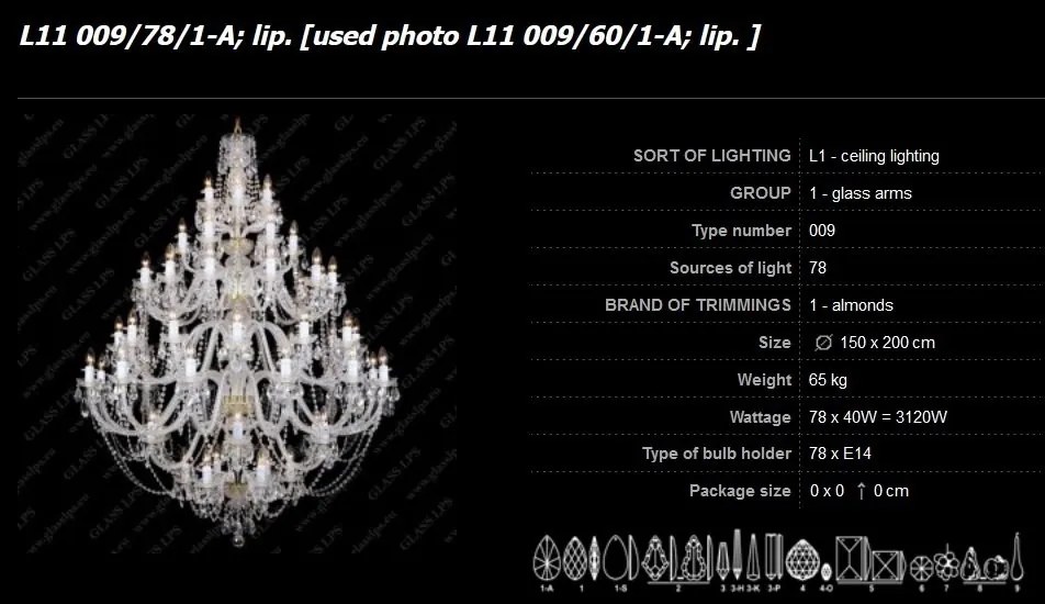 Lustra XXL 78 brate cristal Bohemia L11 009/78/1-A; Lip.