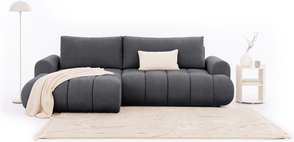 Colțar extensibil pentru dormit Lutario Mini stânga - chenille gri Vibe 95