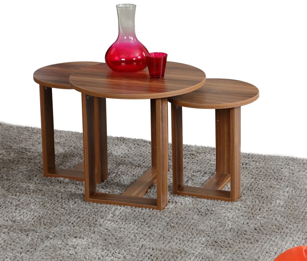 Masă pliabilă Mira Walnut, 3 buc