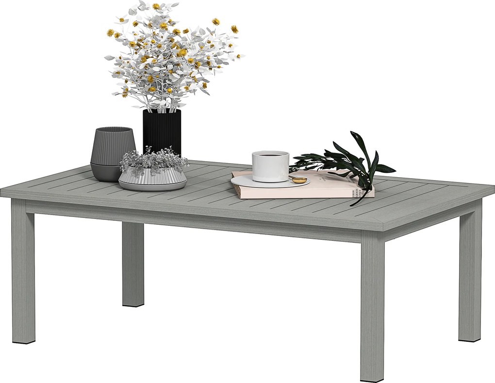 Outsunny Măsuță de cafea dreptunghiulară, blat cu fante pentru interior/exterior din aluminiu, 100 x60 x37 cm gri | Aosom Romania