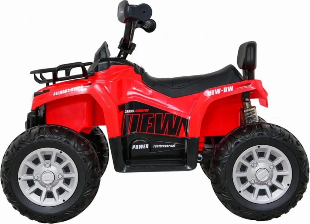 ATV Electric cu acumulator pentru copii NOVOKIDS™ Madness Quad PRO , Cu melodii si lumini, Lungime 100 cm, 3-8 ani , Max 30 kg , Roti EVA, 12V, Rosu