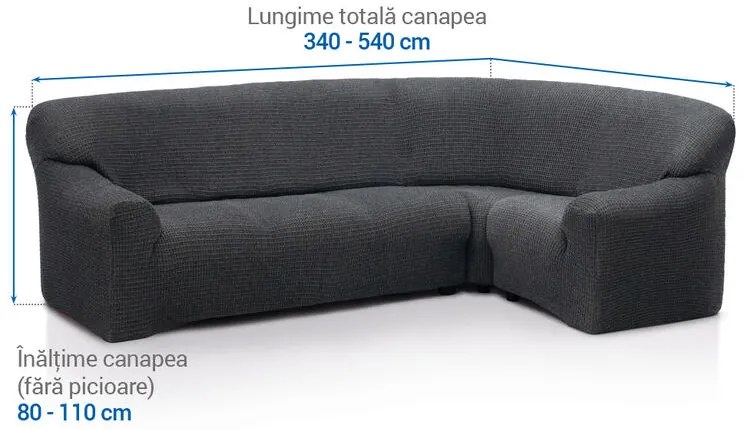 Huse super elastice RUBINIA antracit colțar (l. 340 - 540 cm)
