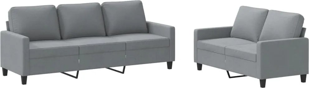 vidaXL Set de canapele cu perne, 2 piese, gri deschis, textil
