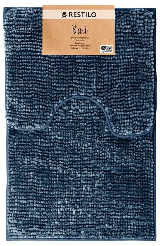 Set 2 covorașe de baie AmeliaHome Bati, albastru închis