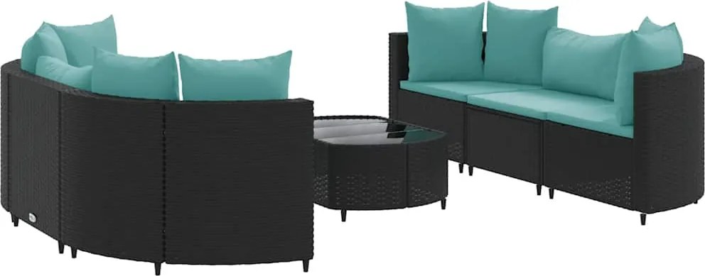 vidaXL Set canapele de grădină cu perne, 7 piese, negru, poliratan
