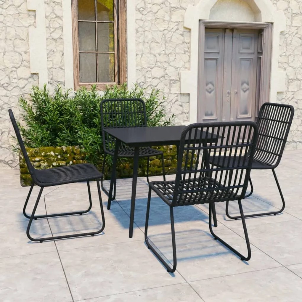 Set mobilier de exterior, 5 piese, poliratan si sticla