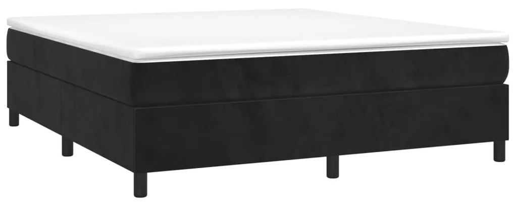 Pat box spring cu saltea, negru, 180x200 cm, catifea Negru, 35 cm, 180 x 200 cm