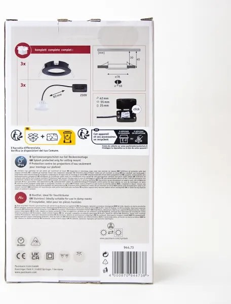 SET 3x corp de iluminat încastrat pentru baie LED/6W IP44 NOVA 230V Paulmann 94473