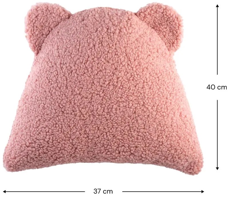 Pernă decorativă pentru copii roz cu tapițerie din țesătură bouclé Bear – Wigiwama