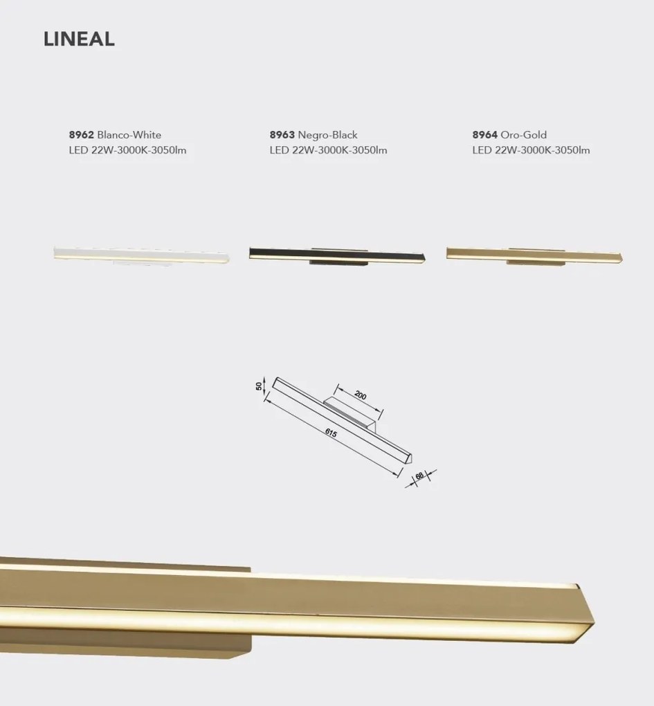 Aplica de perete LED design modern liniar LINEAL negru MA-8963