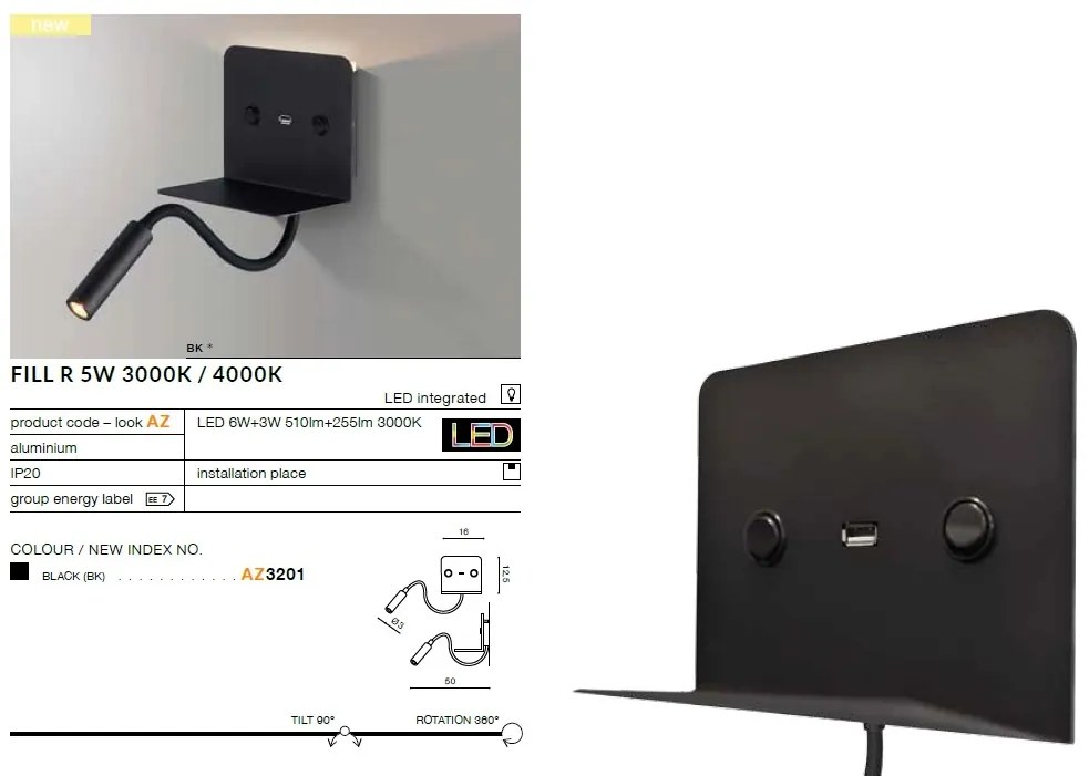 Aplica LED ambientala cu reader LED directionabil Vera ZZ AZ3201