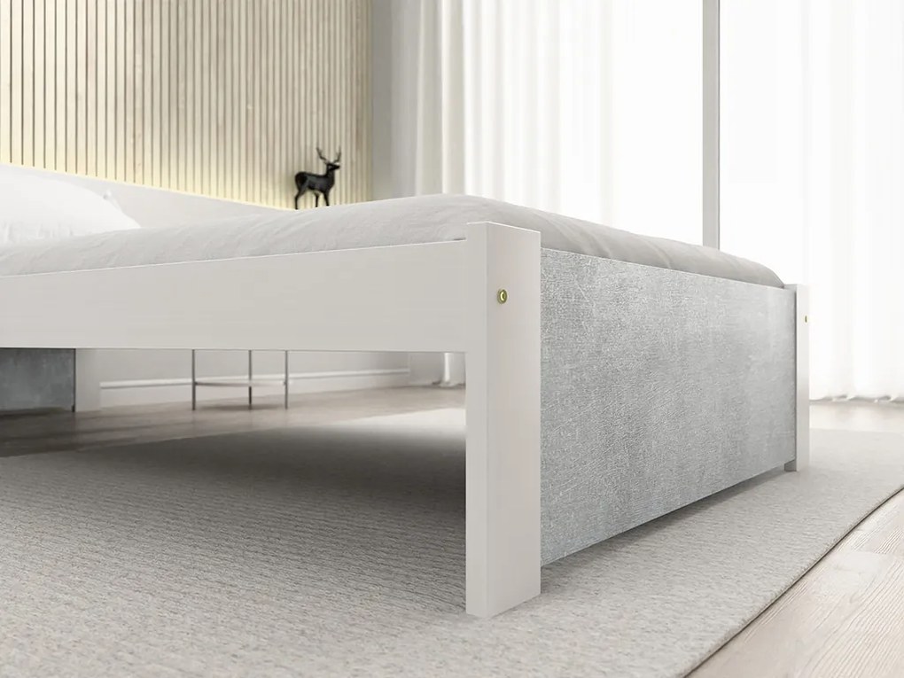 Pat de o persoana IKAROS 90 x 200 cm, beton/alb Saltele: Cu saltele Sommera 18 cm, Somiera pat: Fara somiera