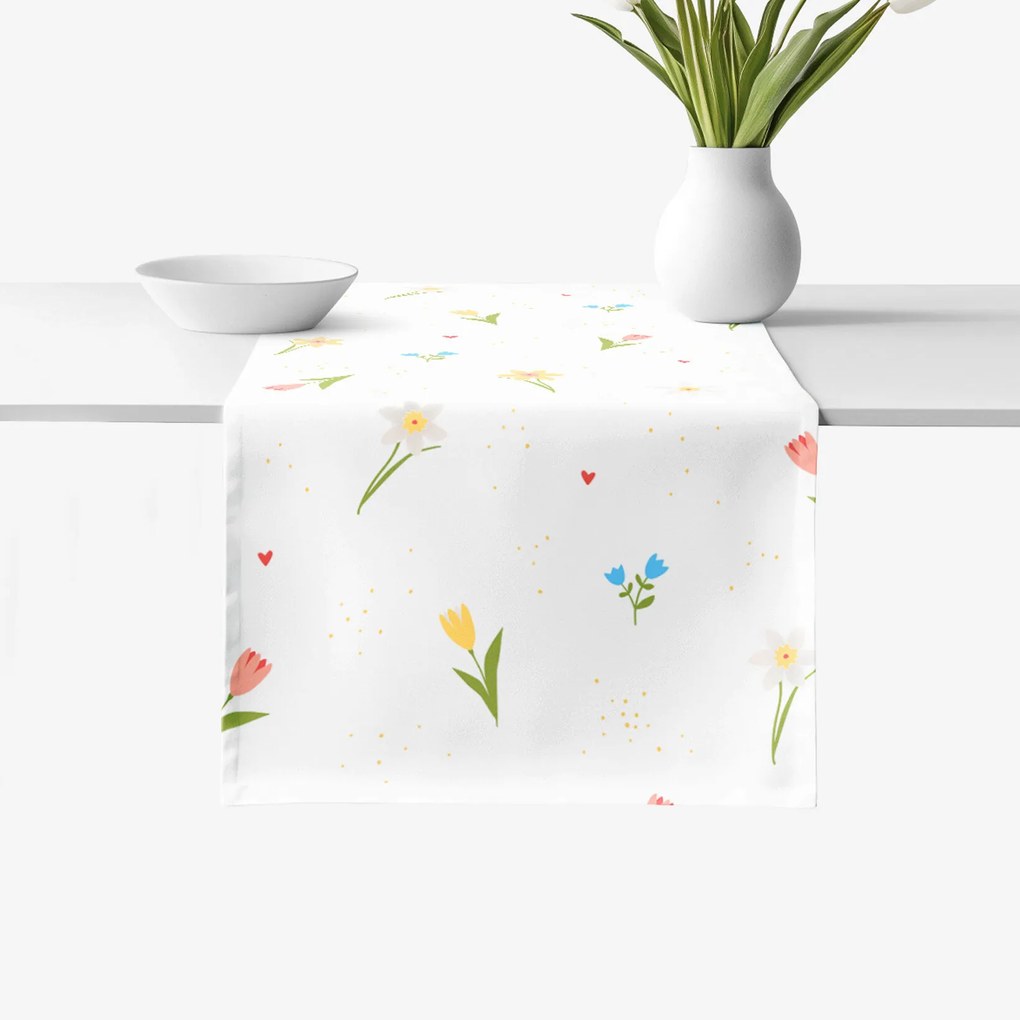 Goldea napron de masă 100% bumbac - grădină înflorită 35x180 cm